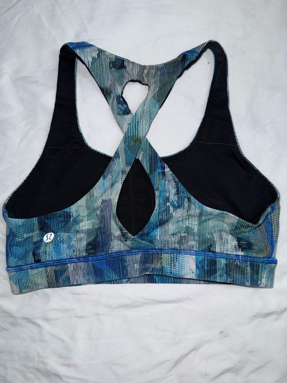 lululemon athletica Blue-Green Abstract Crossback Sports Bra - Picture 1 of 5